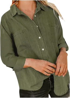 Plus Size Winter Coats for Women 2024 Casual Single Breasted Open Front Denim Tops Long Sleeve Jackets Outerwear