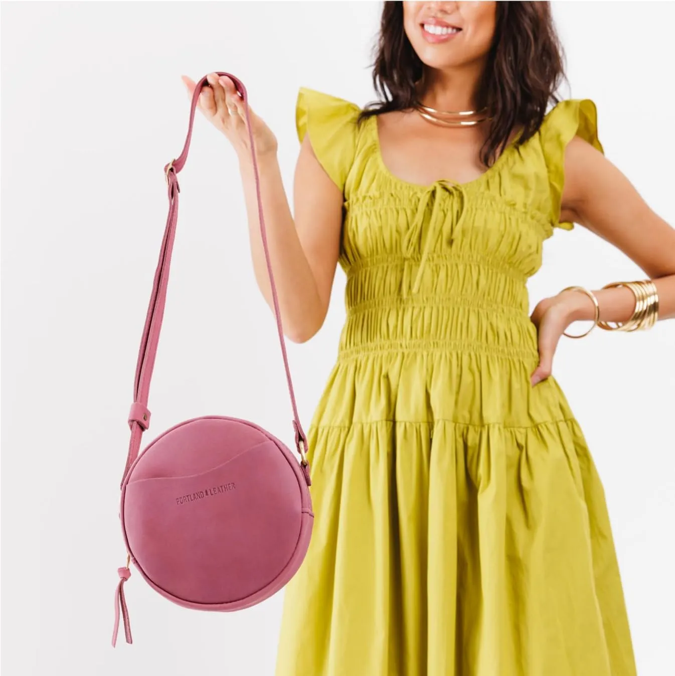 Portland Leather Goods Circle Crossbody Bag for Women  Handmade from the Finest Full-Grain Hides