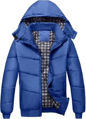 Puffer Jacket Men Lightweight Hooded Down Jacket Windproof Insulated Jacket Warm Ski Coat Padded Winter Jacket