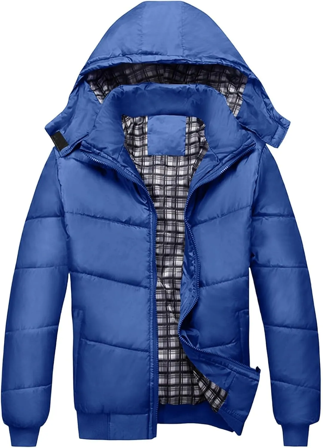 Puffer Jacket Men Lightweight Hooded Down Jacket Windproof Insulated Jacket Warm Ski Coat Padded Winter Jacket