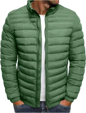 Puffer Jacket Men Packable Lightweight Down Jacket Zip up Quilted Jacket Warm Insulated Coats Thermal Winter Jacket