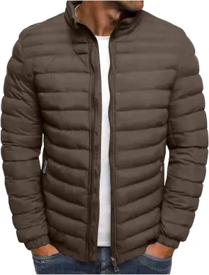 Puffer Jacket Men Packable Lightweight Down Jacket Zip up Quilted Jacket Warm Insulated Coats Thermal Winter Jacket