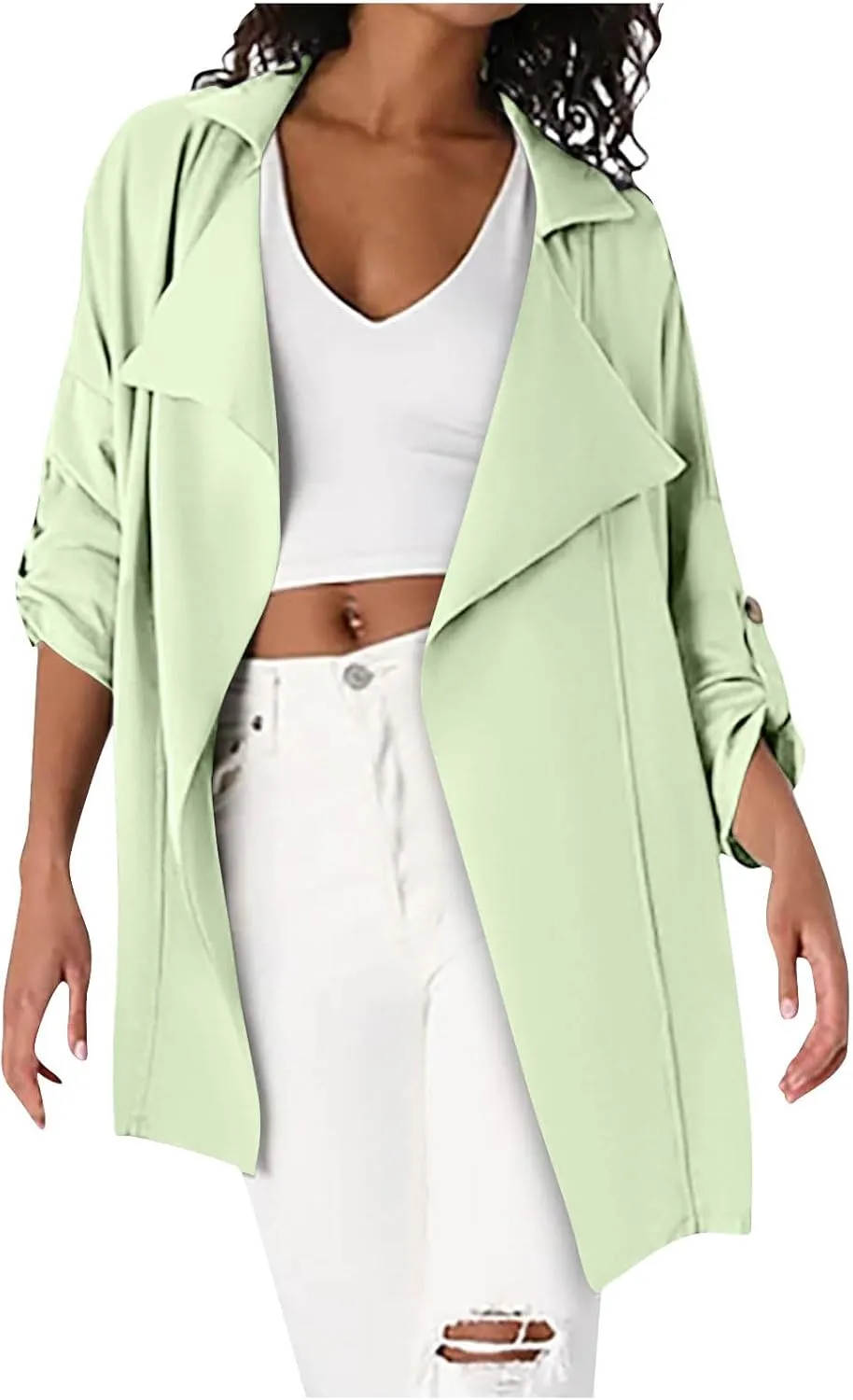 Puffer Jacket Womens Plus Size Button Thin Winter Coat Casual Cardigan Long Sleeve Trench Jackets with Pockets