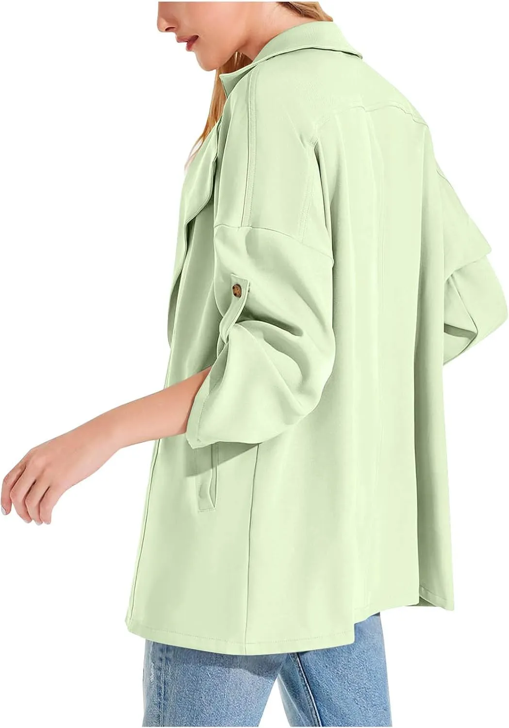 Puffer Jacket Womens Plus Size Button Thin Winter Coat Casual Cardigan Long Sleeve Trench Jackets with Pockets