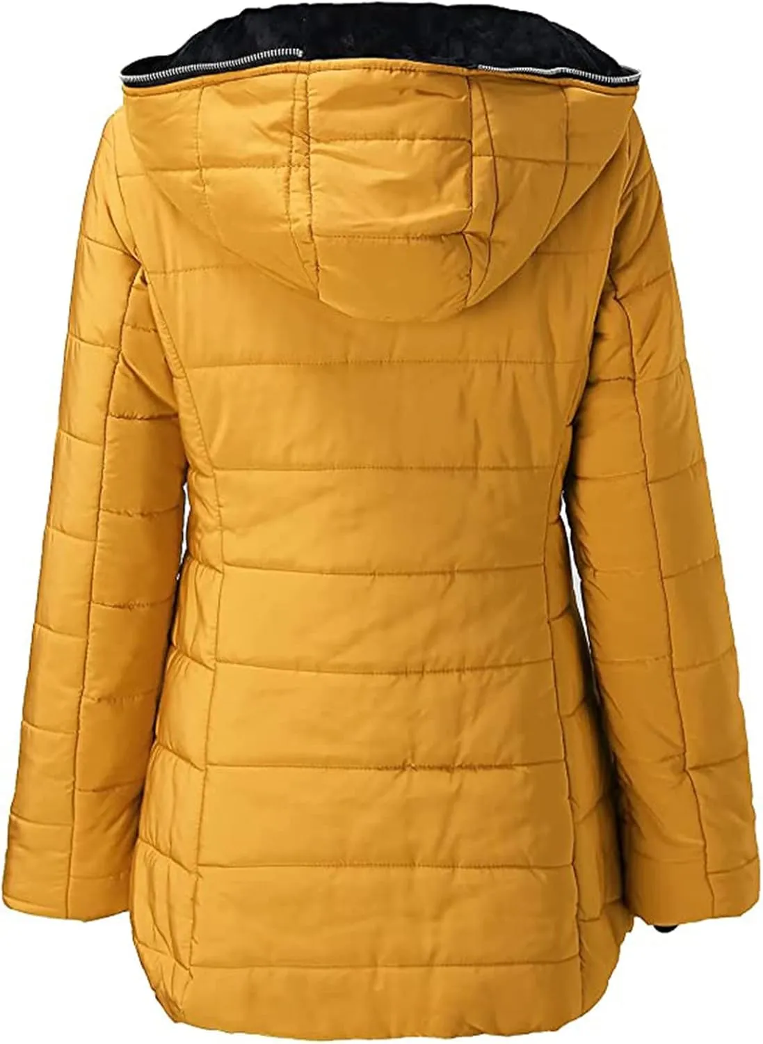 Quilted Jackets for Women 2024 Fashion Velvet Cotton Coats Long Sleeve Hooded Jackets with Pockets Zip up Outerwear
