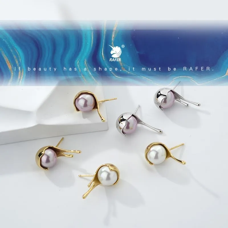 RAFER. Dangle Earrings for Women, 925 Sterling silver Earrings, Handmade 18K Gold Plated Lava pearl Earrings