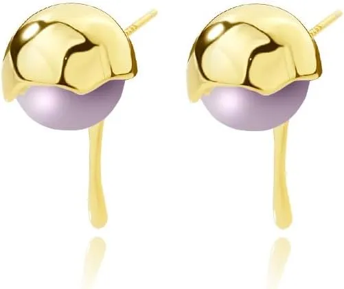 RAFER. Dangle Earrings for Women, 925 Sterling silver Earrings, Handmade 18K Gold Plated Lava pearl Earrings