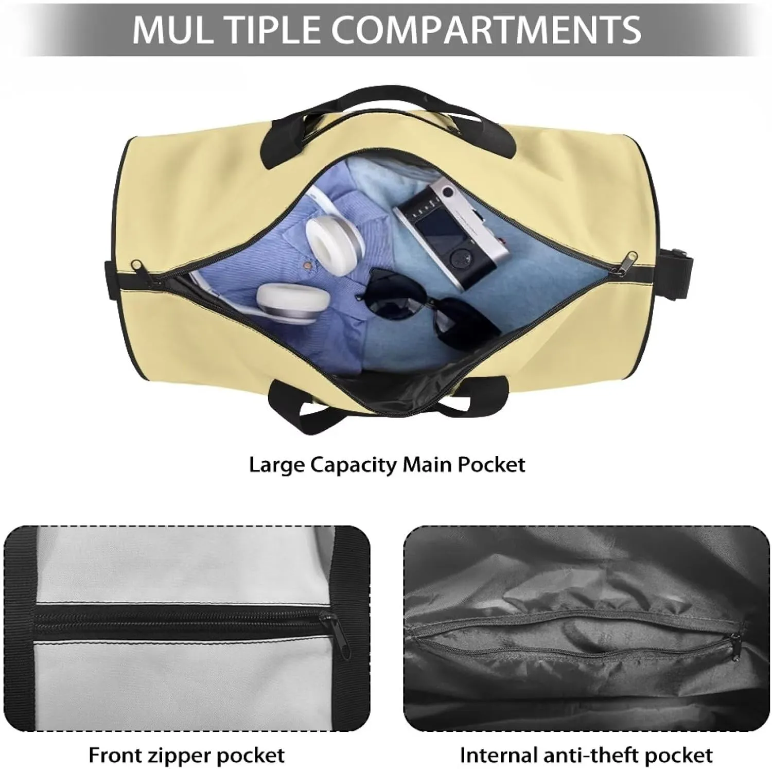 Rchsmod Bichon Print Gym Bag for Women Sunflower Cup Design Travel Duffel Bag Foldable Shoulder Bag Overnight Weekender Duffel Bag with Front Zipper Pocket Fitness Tote for Plane Sports Gym