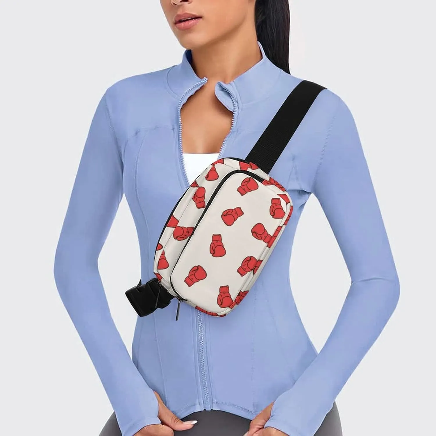 Red Boxing Gloves Belt Bag Fanny Pack for Women Men Crossbody Waist Bag Pack Adjustable Casual Bag for Travel Running Workout Cycling