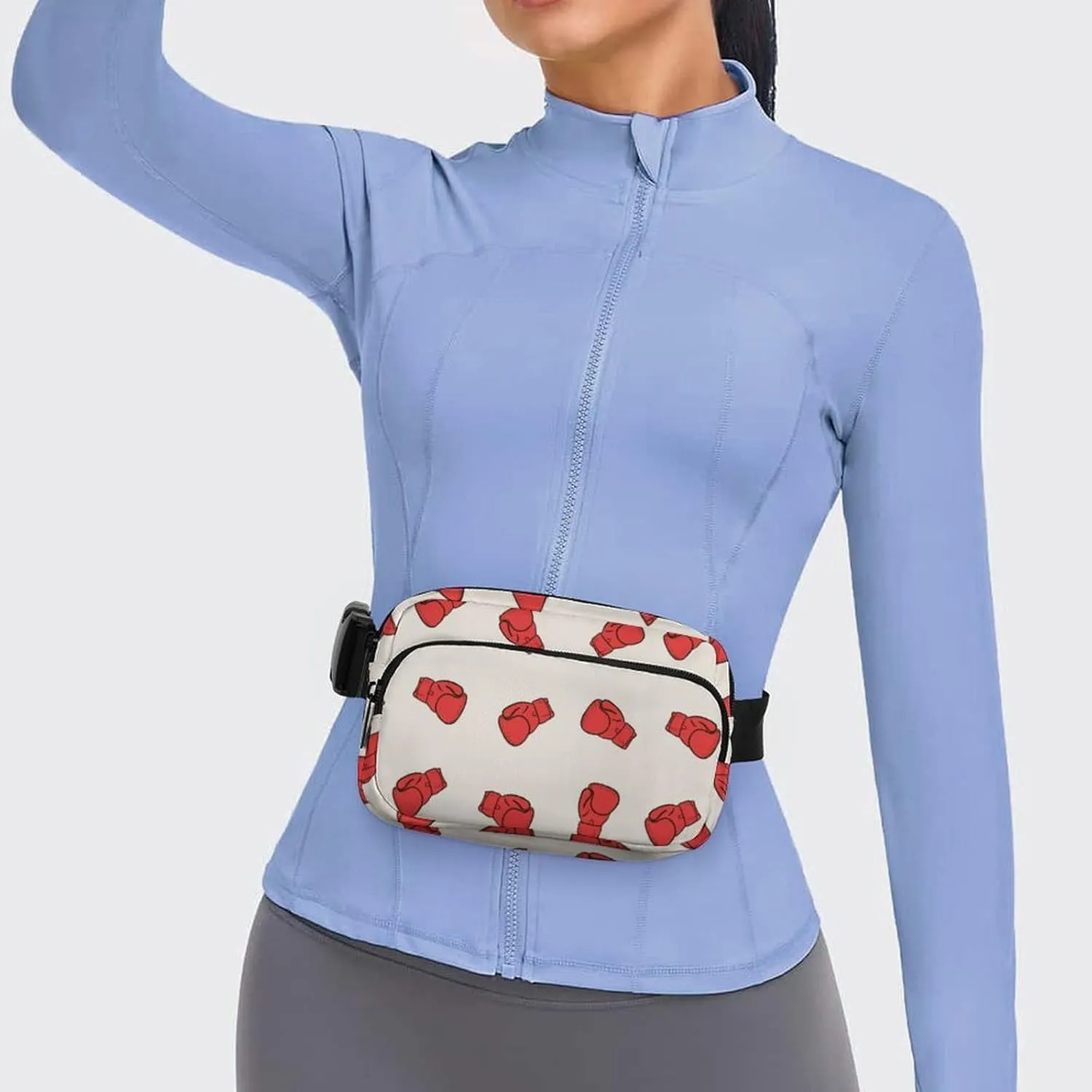 Red Boxing Gloves Belt Bag Fanny Pack for Women Men Crossbody Waist Bag Pack Adjustable Casual Bag for Travel Running Workout Cycling