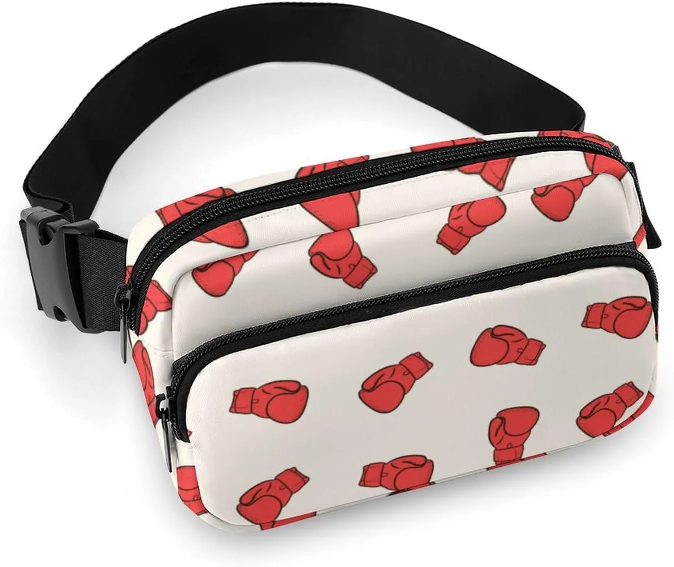 Red Boxing Gloves Belt Bag Fanny Pack for Women Men Crossbody Waist Bag Pack Adjustable Casual Bag for Travel Running Workout Cycling