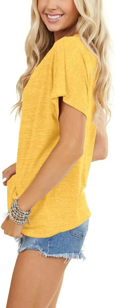 REVETRO Womens Sexy Off The Shoulder Tops Summer Short Batwing Sleeve Loose T-Shirts
