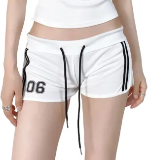 RICHTRUE Drawstring Track Shorts Y2k Jersey SweatShorts Trendy Boxer Shorts Women Summer Sports Shorts Micro Booty Shorts