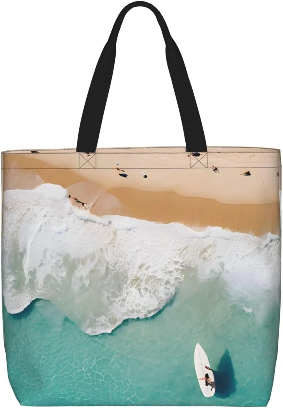 Romantic Beach Print Tote Bag Women Single Shoulder Leisure Bag Multi-Purpose Large Shopping Bag.