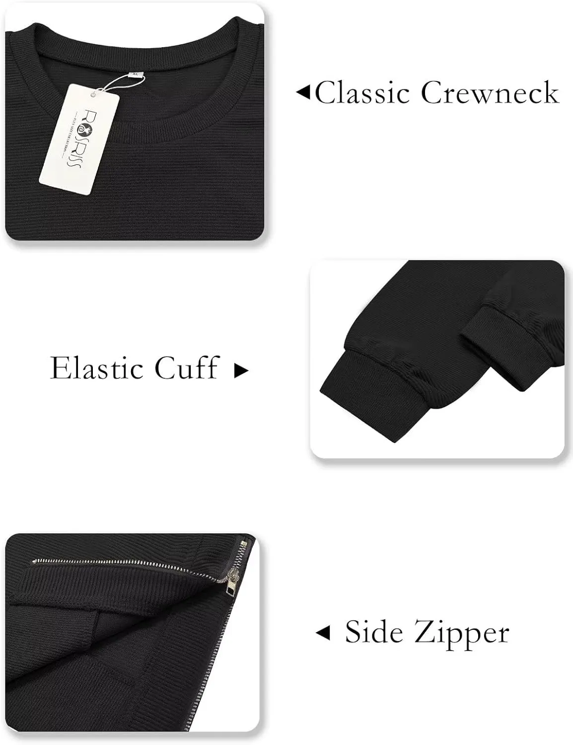 ROSRISS Plus-Size-Sweatshirts-for-Women Oversiezd Long Sleeve Shirts Dressy Crewneck Trendy Side Slit Zipper Pullover Tops