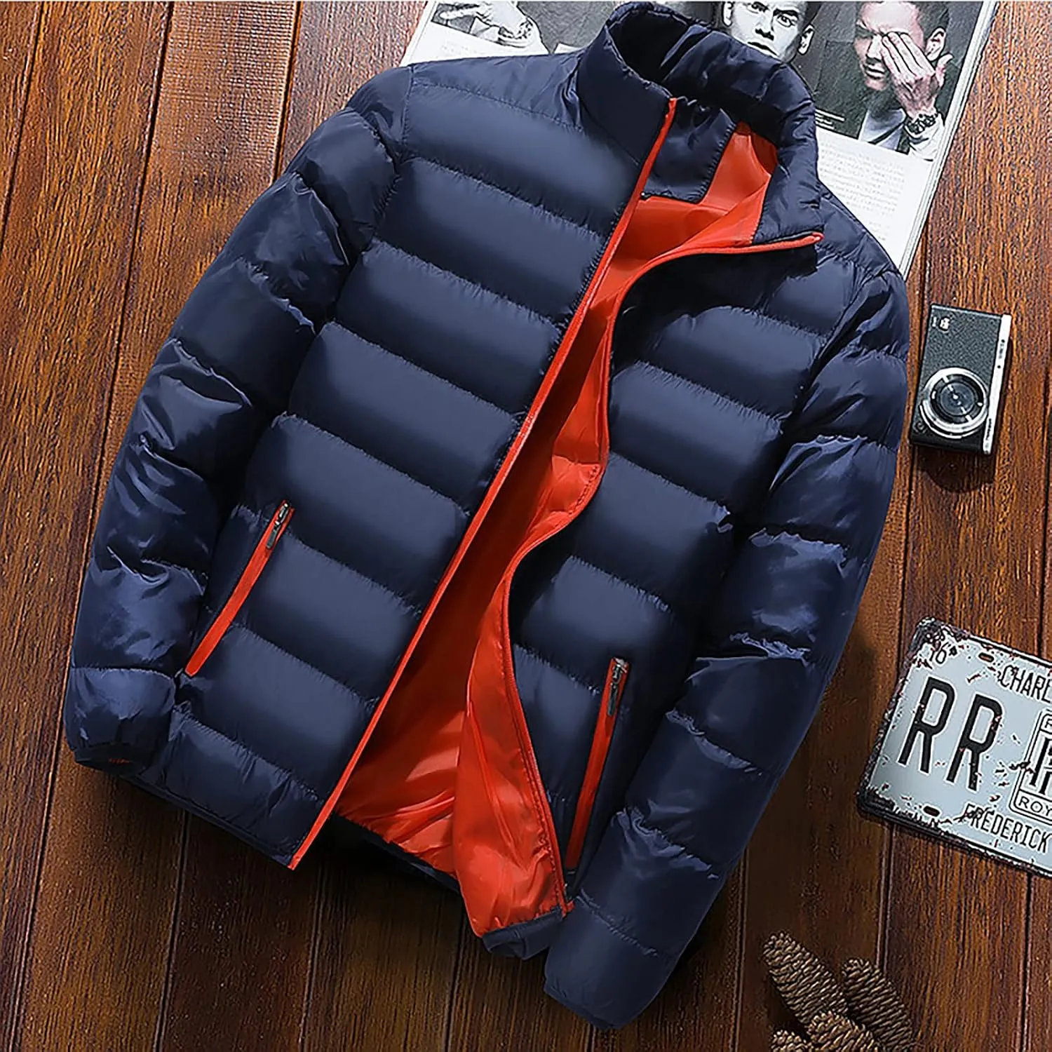 RTRDE Casual Jackets Lightweight Windbreaker Bomber Jacket Casual Zip Up Coats Outwear With Pockets, L-5XL
