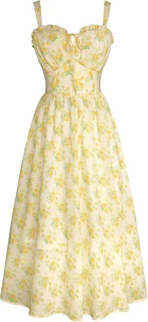 Scarlet Darkness Floral Corset Dress Summer Dresses for Women 2025 Milkmaid Dress Cottagecore Fairy Dresses