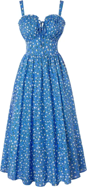 Scarlet Darkness Floral Corset Dress Summer Dresses for Women 2025 Milkmaid Dress Cottagecore Fairy Dresses