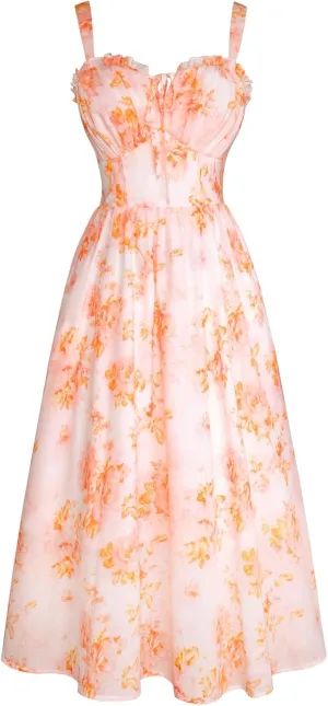 Scarlet Darkness Floral Corset Dress Summer Dresses for Women 2025 Milkmaid Dress Cottagecore Fairy Dresses