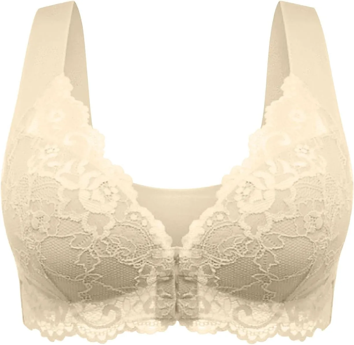 Seamless Bras for Women Front Closure No Underwire Bras Pushup Comfort Bra Breathable Lace Bra Plus Size Bras