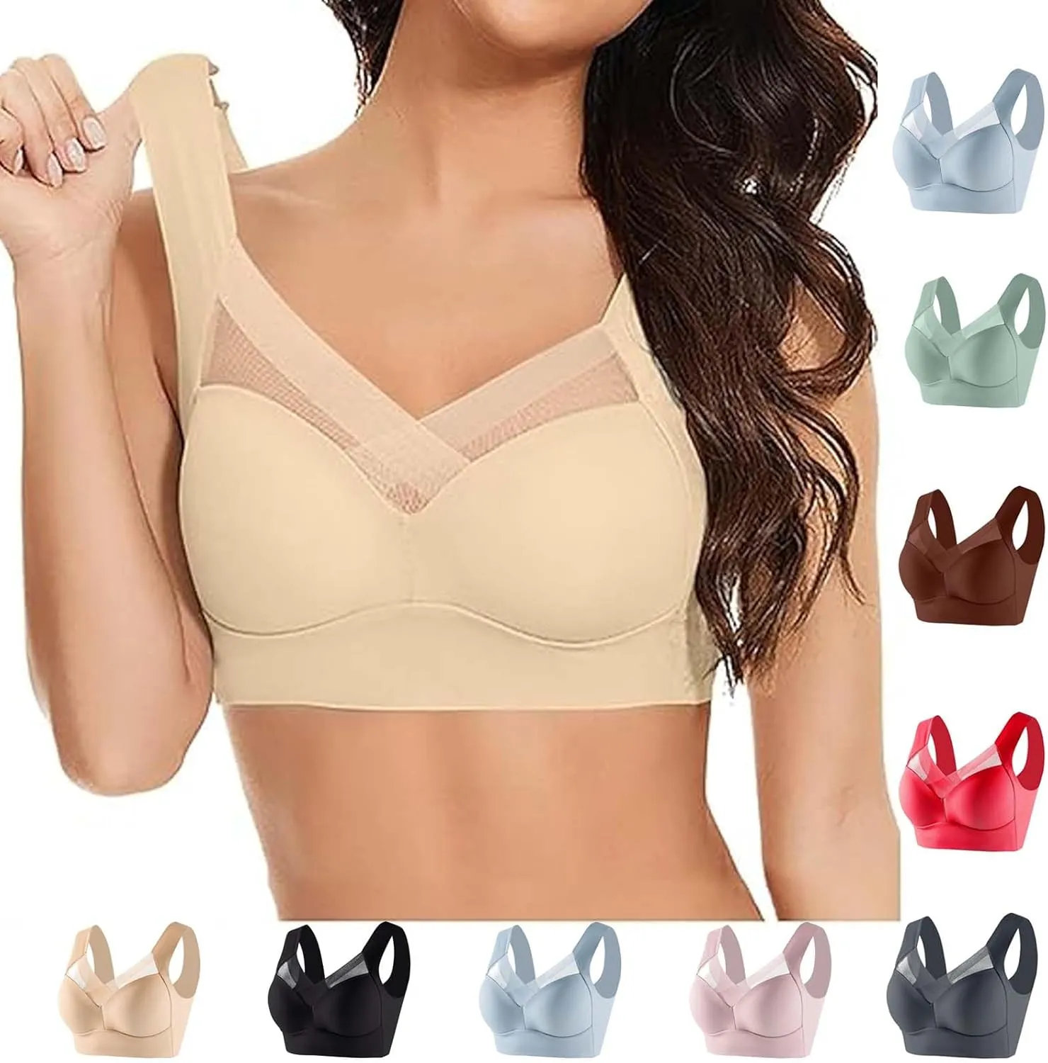 Seamless Sexy Push Up Bras for Older Women Wireless Forme Posture Correcting Sports Bra with Support Bra Seniors 2025