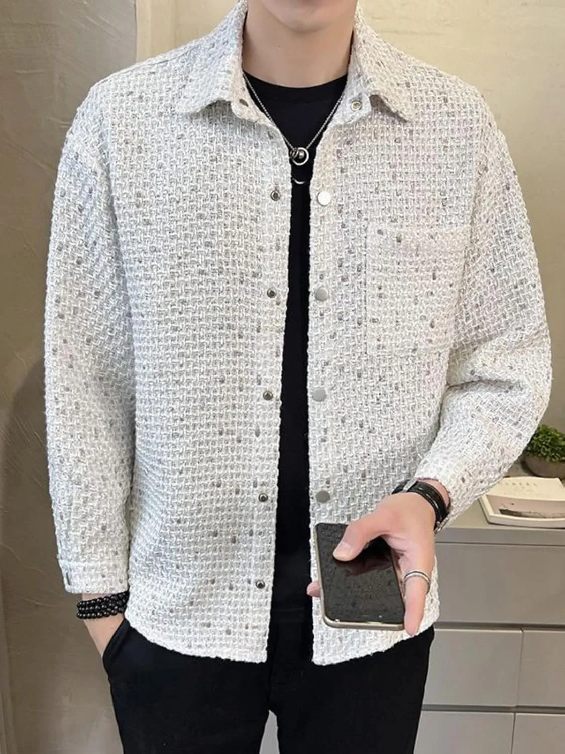 Shirt style jacket spring and autumn lapel casual jacket men's tops
