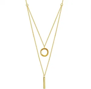 Silver Necklaces Chain for Women,Stainless Steel Necklaces Womens Double Layer Hollow Circle and Cylinder Women Chain Necklaces Silver