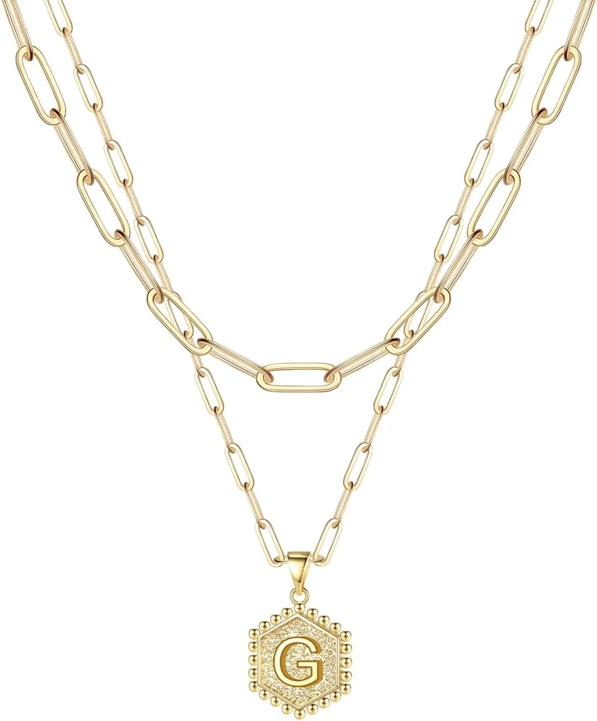Simple Gold Layered Necklaces Dainty Gold Necklace for Women,Gold Plated Stackable Layering Chains Initial Letter Pendants Christmas Jewelry Gifts for Her Gold Jewelry Gift for Women