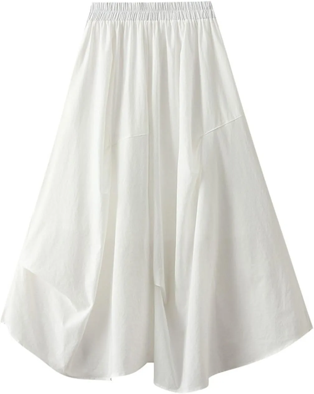 Skirts for Women Asymmetric A-Line Pleated Midi Skirt High Waisted Flowy Skirt with Unique Hemline for Office Casual