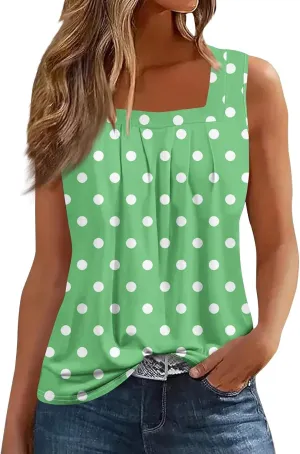 slqdgmryz Square Neck Tank Top Women Workout Loose Pleated Sleeveless Shirts Athletic Running Layering Casual Long Tank Tops
