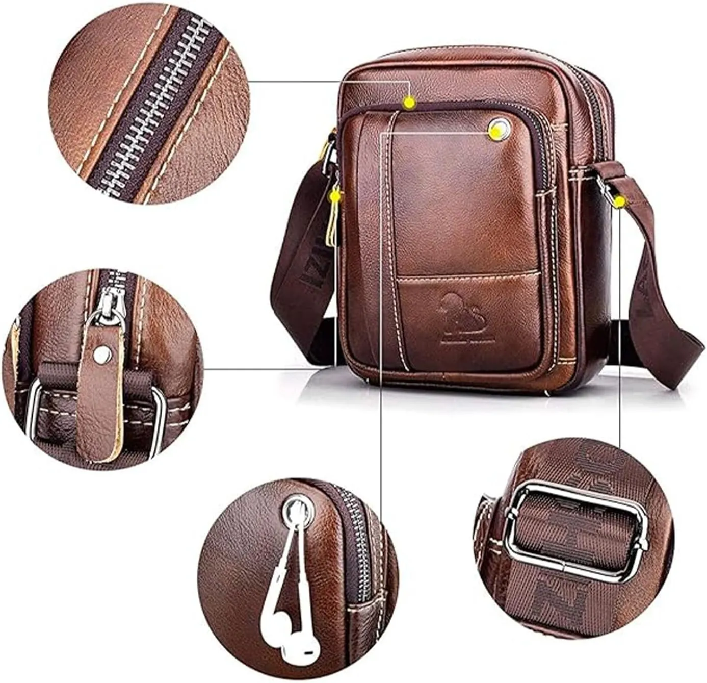 Small Crossbody Bags for Men Women,Genuine Leather Messenger Purse,Trendy Design Satchel Bag