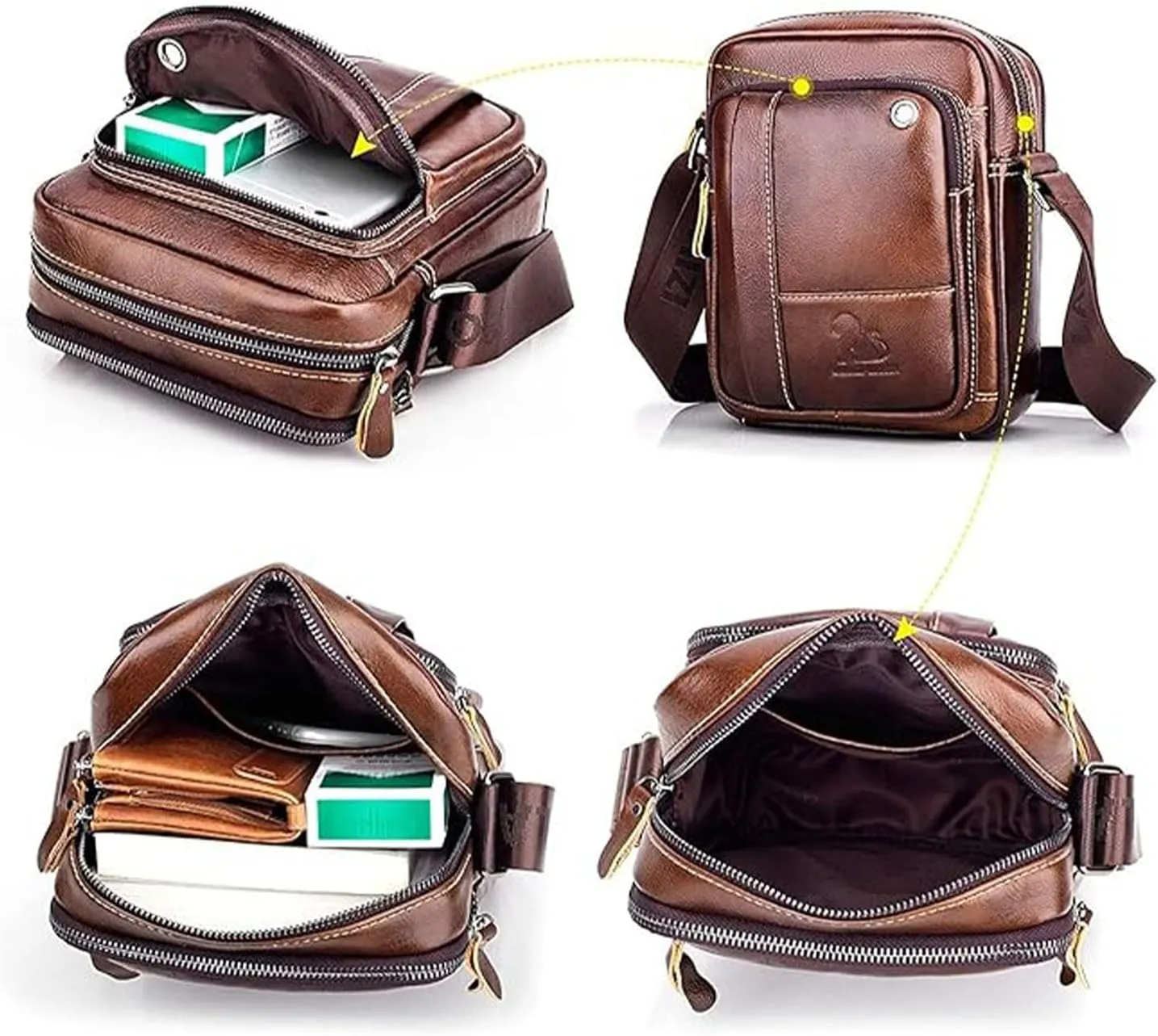 Small Crossbody Bags for Men Women,Genuine Leather Messenger Purse,Trendy Design Satchel Bag