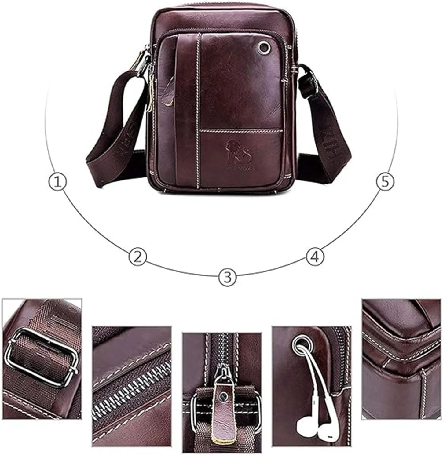 Small Crossbody Bags for Men Women,Genuine Leather Messenger Purse,Trendy Design Satchel Bag