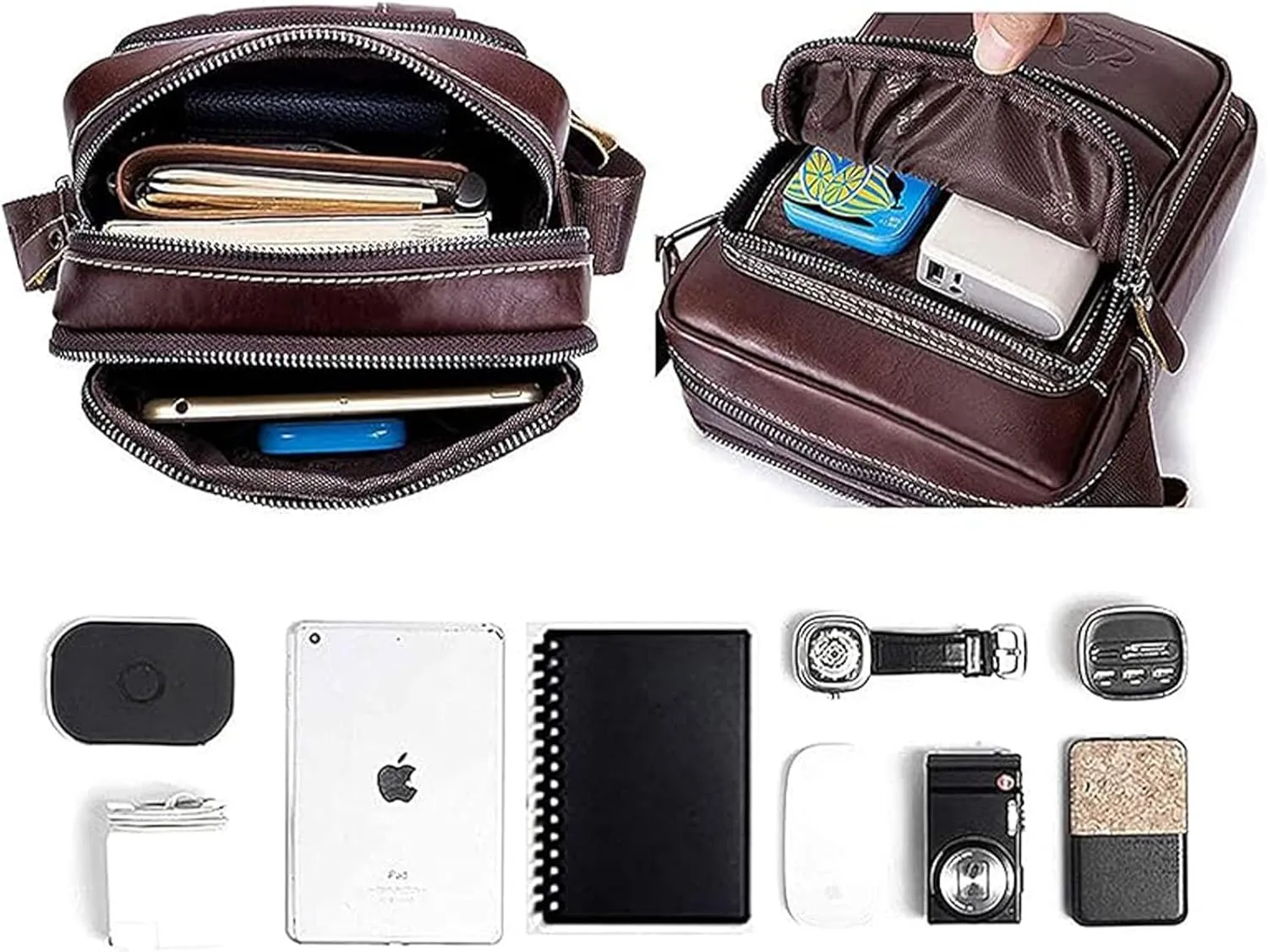 Small Crossbody Bags for Men Women,Genuine Leather Messenger Purse,Trendy Design Satchel Bag