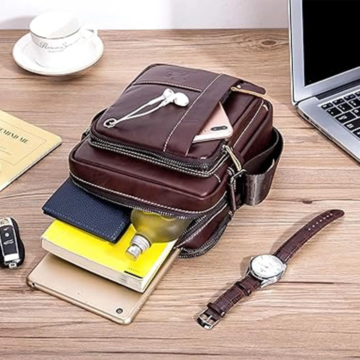 Small Crossbody Bags for Men Women,Genuine Leather Messenger Purse,Trendy Design Satchel Bag