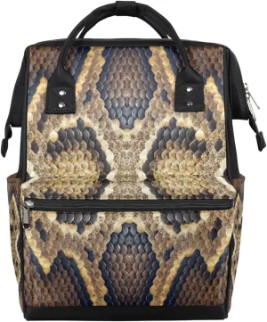 Snake Skin Texture Diaper Bag Tote Large Capacity Waterproof with Adjustable Shoulder Strap and Pram Straps Mommy Bag for Hospital Beach Weekender Travel