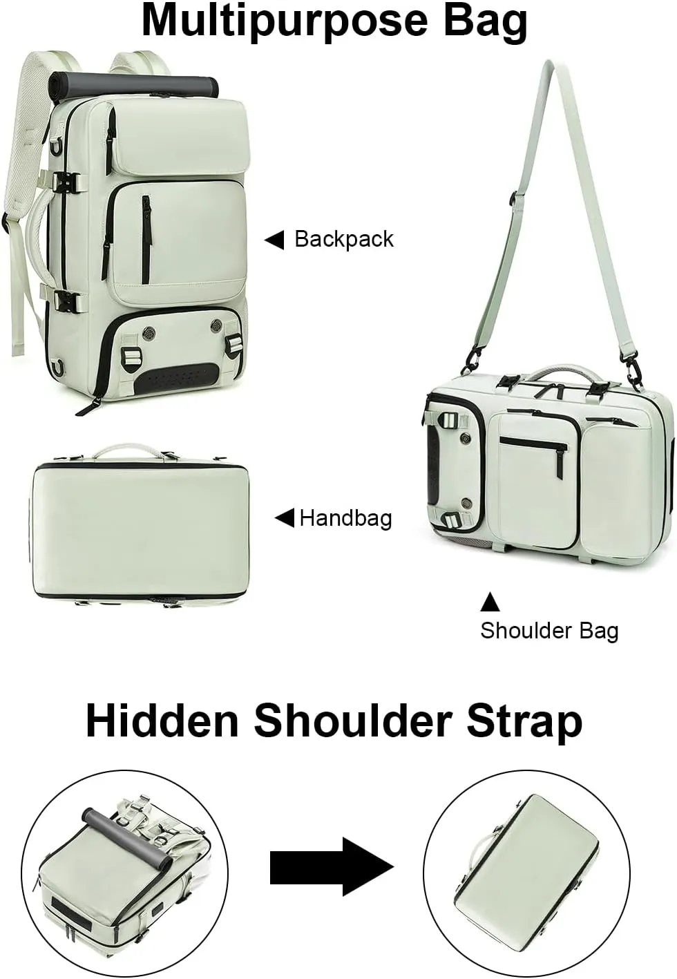 Somago Travel Laptop Backpack for Men & Women Carry On Backpack with USB Charging Port Fits 16.5 inch Notebook Rucksack (Mint Green)
