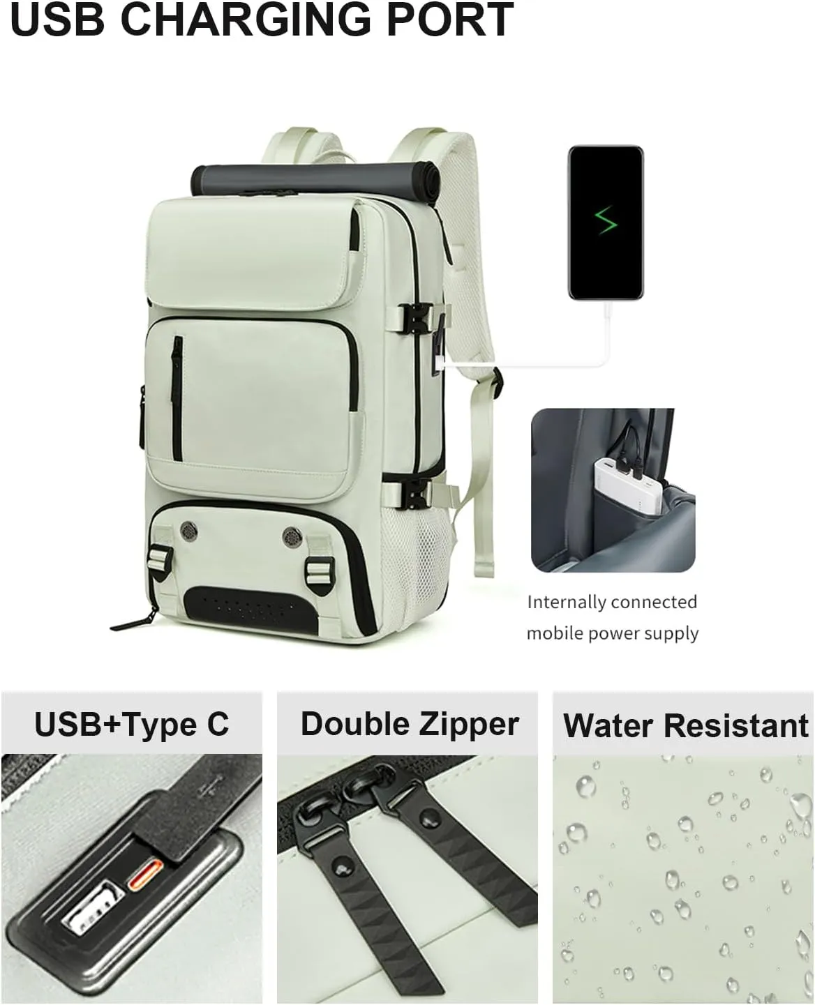 Somago Travel Laptop Backpack for Men & Women Carry On Backpack with USB Charging Port Fits 16.5 inch Notebook Rucksack (Mint Green)
