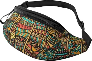 Sport Waist Bag For Men Women-African Tribal Ethnic Geometric Fanny Pack-Casual Bum Bags Hiking Running Belt Bags