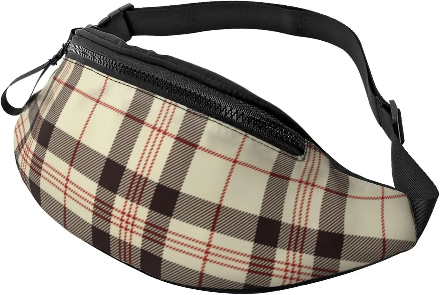 Sport Waist Bag For Men Women Beige Plaid Fanny Pack Casual Bum Bags Hiking Running Belt Bags