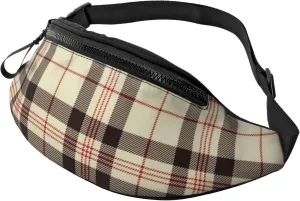Sport Waist Bag For Men Women Beige Plaid Fanny Pack Casual Bum Bags Hiking Running Belt Bags