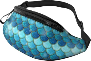 Sport Waist Bag For Men Women Blue Fish Scales Fanny Pack Casual Bum Bags Hiking Running Belt Bags