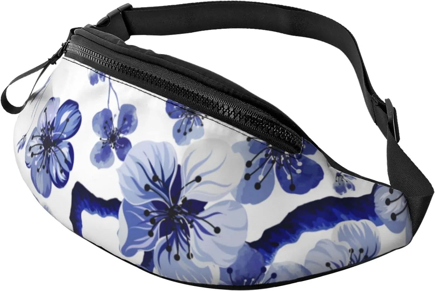 Sport Waist Bag For Men Women-Blue Floral Chinese Ink Fanny Pack-Casual Bum Bags Hiking Running Belt Bags