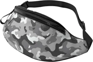 Sport Waist Bag For Men Women Camo Gray Pattern Fanny Pack Casual Bum Bags Hiking Running Belt Bags