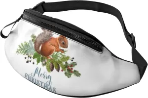 Sport Waist Bag For Men Women-Merry Christmas Animal Squirrel Fanny Pack-Casual Bum Bags Hiking Running Belt Bags