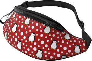 Sport Waist Bag For Men Women Penguin With Red Snow Dot Fanny Pack Casual Bum Bags Hiking Running Belt Bags