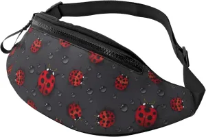 Sport Waist Bag For Men Women-Red Ladybugs Raindrops Fanny Pack-Casual Bum Bags Hiking Running Belt Bags