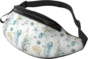Sport Waist Bag For Men Women Sea Jellyfish Coral Fish Ocean Fanny Pack Casual Bum Bags Hiking Running Belt Bags