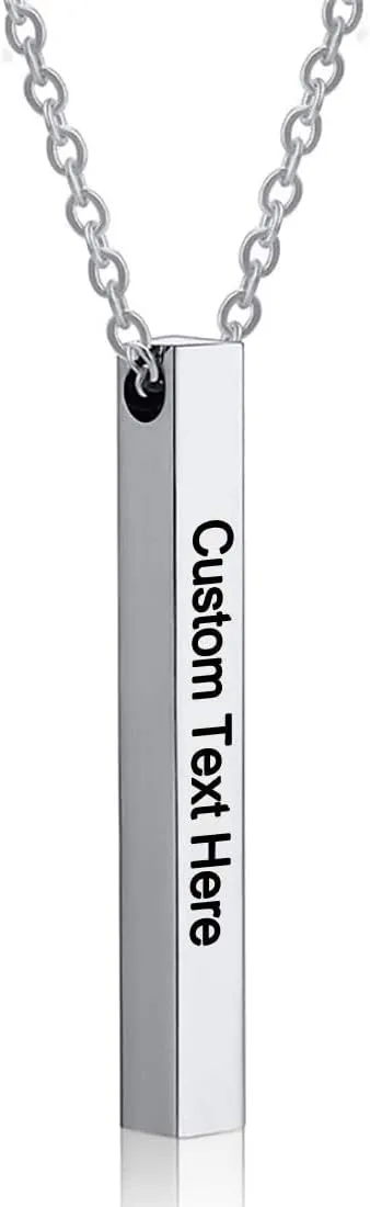 Stainless Steel Mens Necklaces Personalized Bar Necklaces Custom Necklaces for Men Engraved Name Bar Necklace Pendant Jewelry for Women