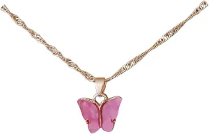 Sterling Silver Necklace for Women,Butterfly Adjustable Clavicle Chain Insect Necklace for Teen Gril Trendy Jewelry Gift